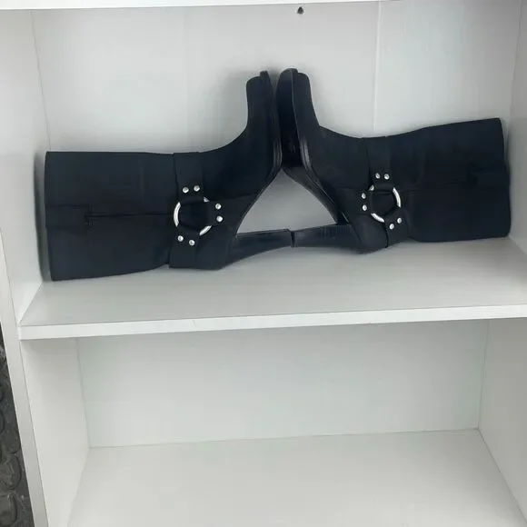 MICHAEL Michael Kors Heeled Moto Boot Black Leather 7 - Picture 10 of 13